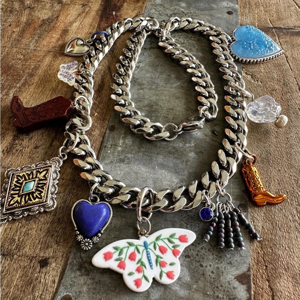 Cowboy blues charm necklace